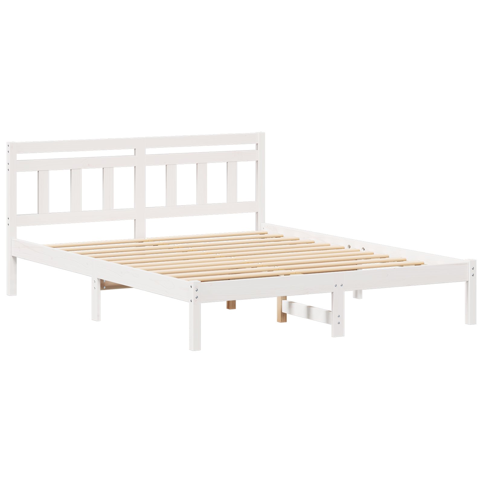 Conjunto 1 Cama De Plataforma Vidaxl Branco Madeira De Pinho Maciça (140 X 200 Cm)