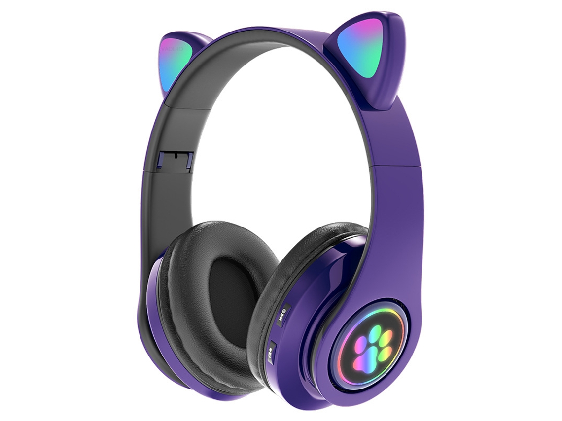 Fones de Ouvido com Orelhas de Gato Led Piscante Som Estéreo Graves MDUG (roxo)