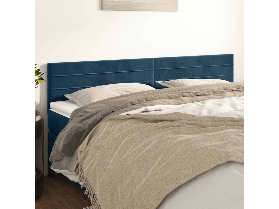 Vidaxl Cabeceiras Azul-escuro 200x5x78/88 Cm Veludo