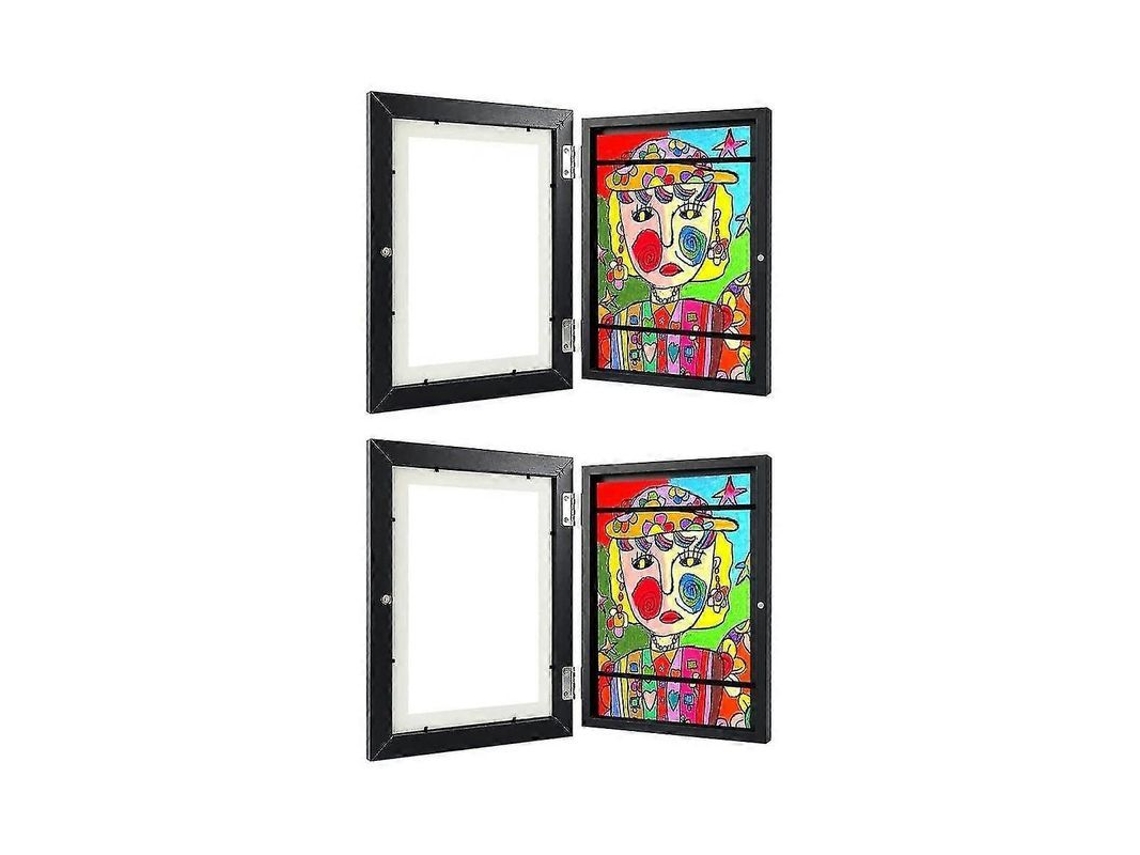 Marco De Arte Infantil A4 De Abertura Frontal Intercambiável Para Crianças Com Design De Fechamento Magnético 2 Pack Negro