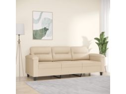 Sofá De 3 Lugares 180 Cm Tecido De Microfibra Creme Lovely Home