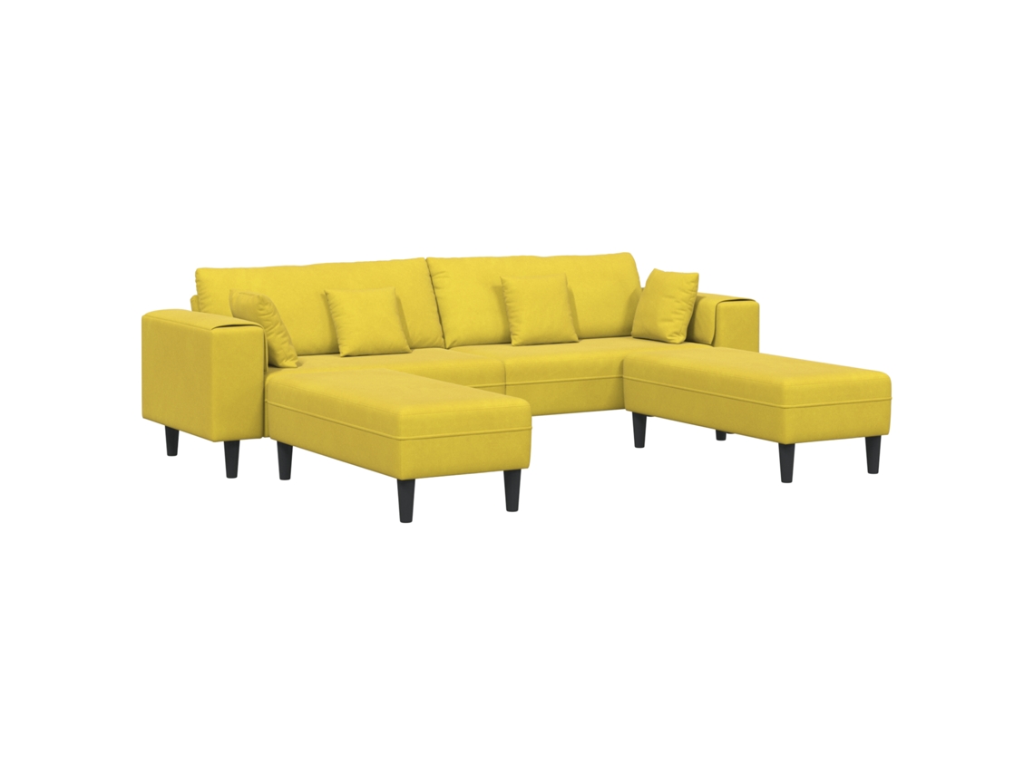Conjunto 3 Sofá De Sala De Estar Vidaxl Amarelo Veludo (250 X 188 X 76 Cm)