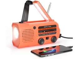 Rádio Solar AM/FM com Manivela, Bateria 5000mah, Carregador Portátil, Emergências, Caminhadas, Laranja AQUAFORGE