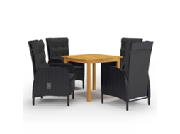 Vidaxl 5 Pcs Conjunto De Jantar Para Jardim Preto