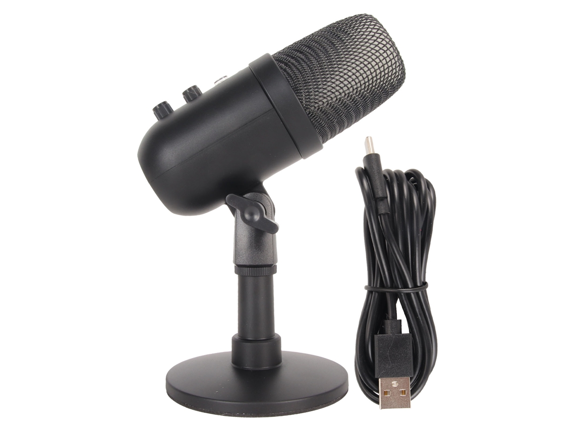 Microfone Condenser Usb com Controle de Ganho, Giratório 360° e Sistema Dsp Rgb para Pc com S/MARCA