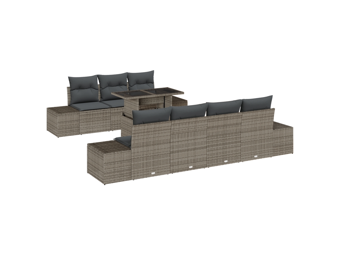 Conjunto 8 Móveis De Jardim Vidaxl Cinzento Vime Pe (100 X 55 X 73 Cm)