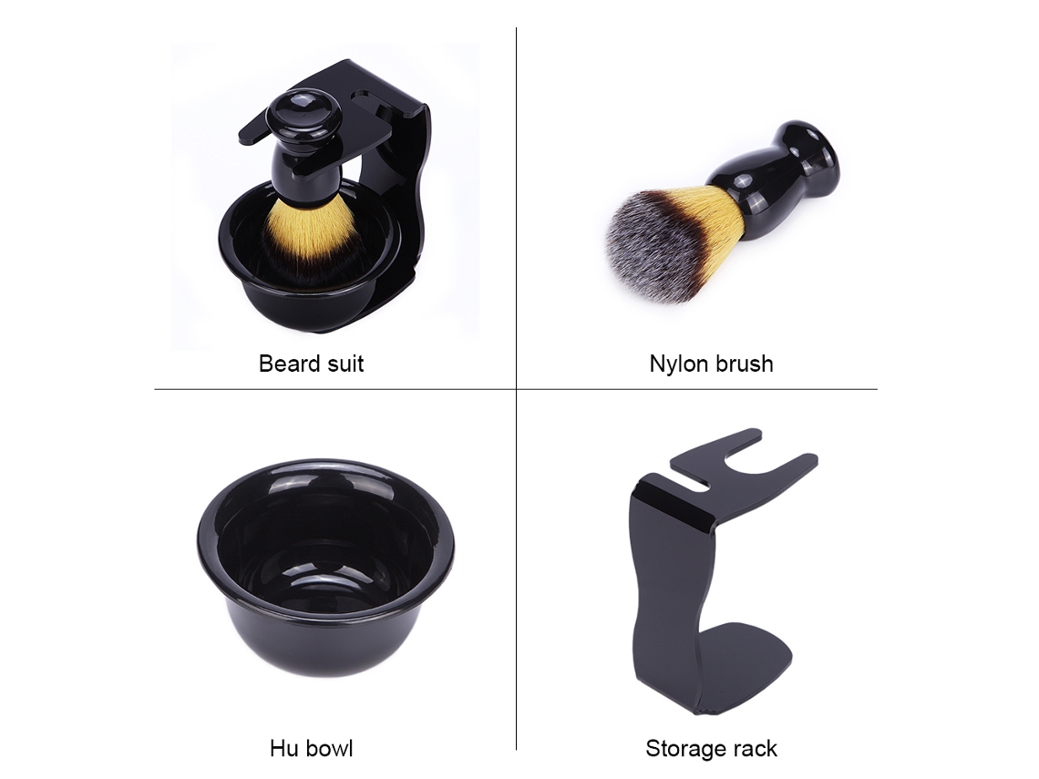 Kit De Barbear Para Homem Com 3 Peças: Escova, Copo De Sabão E Suporte Para Escova De Barbear