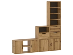 Conjunto 4 Unidade De Tv Com Armazenamento Vidaxl Marrom Madeira De Pinho