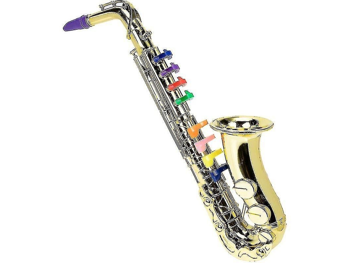 Brinquedo Saxofone De Metal Para Crianças Instrumento Musical De Vento Com 8 Teclas Coloridas Acessório De Interpretação