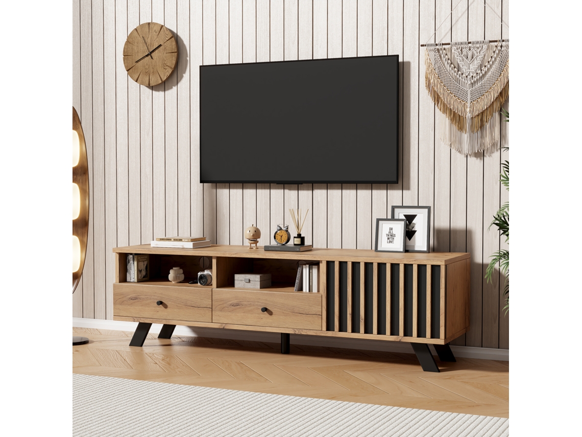 Armário Tv Madeira 150x38x44cm, 2 Gavetas, 60". Cs