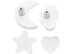 Conjunto De 4 Puxadores Decorativos Brancos Para Cômoda Infantil