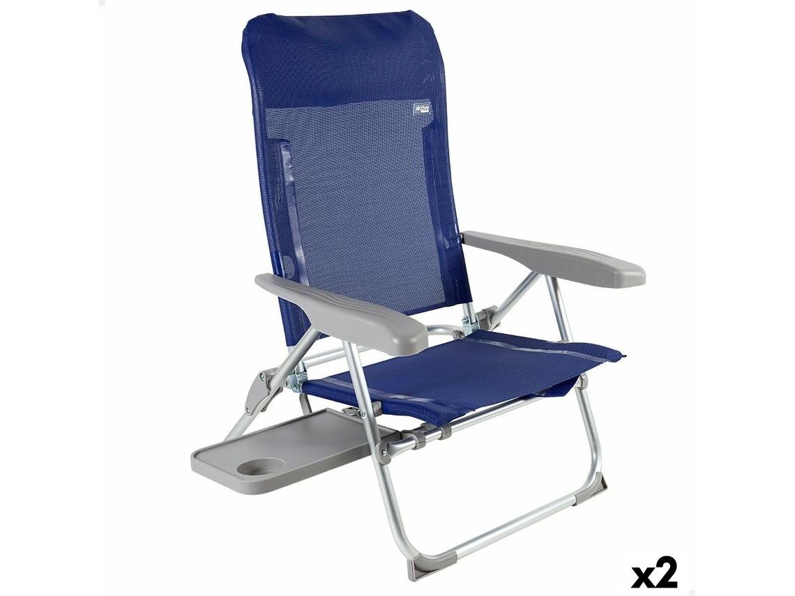 Cadeira de Praia Slim Dobrável Azul Marinho 47 X 89 X 57 Cm 2 Un AKTIVE
