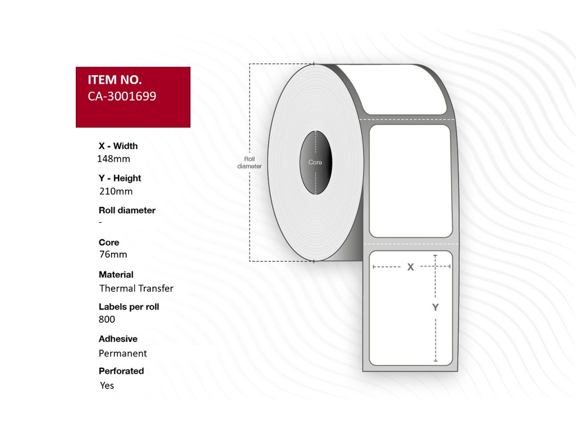 Label 148 x 210mm, Core 76mm,