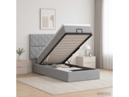 Vidaxl Cama Ottoman Com Colchão Cinzento-claro 100 X 200 Cm Tecido