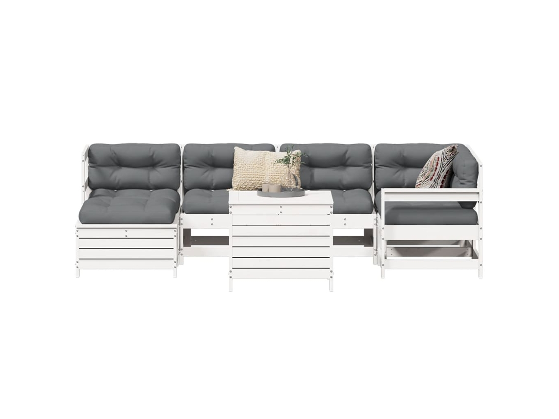 Pcs Conjunto De Sofás Para Jardim Pinho Maciço Branco Dkd Home Decor
