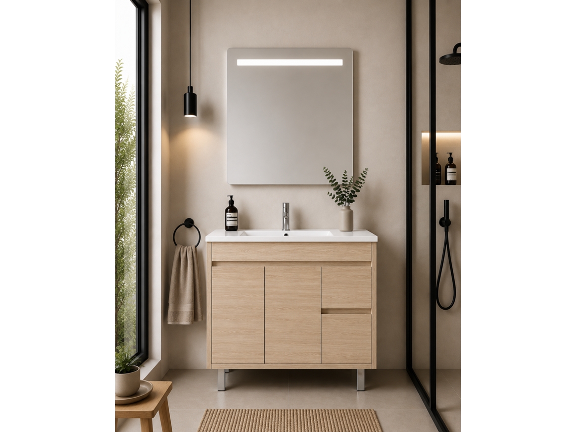 Móvel De Casa De Banho Com Lavatório Origenbath Isquia Sem Espelho 70x45 Cm Estepa
