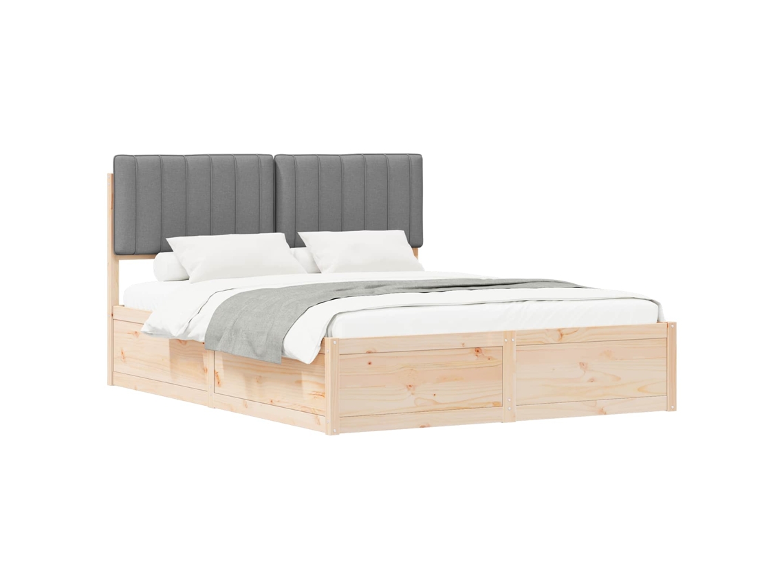 Estrutura de Cama com Cabeceira Estofada Cinzento Claro MAISON EXCLUSIVE
