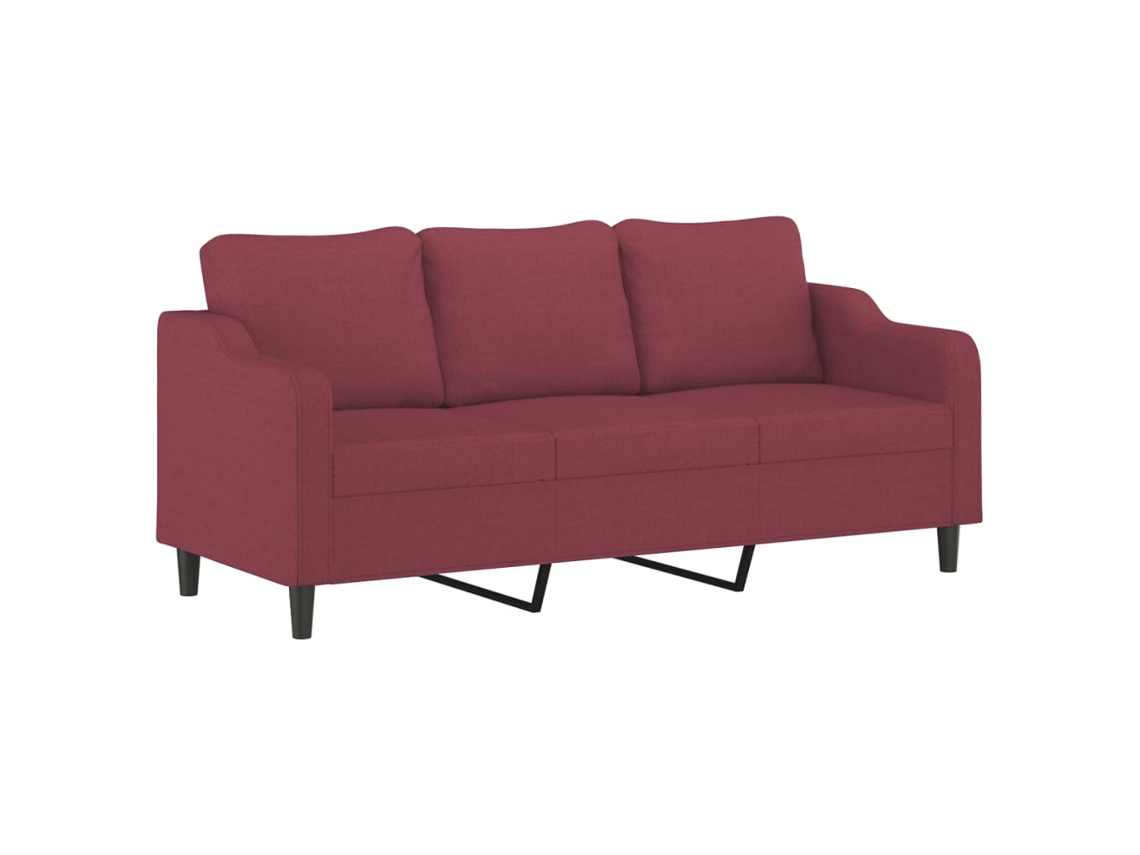 Sofá de 3 Lugares com Apoio de Pés 180 Cm Tecido Vermelho Tinto MAISON EXCLUSIVE