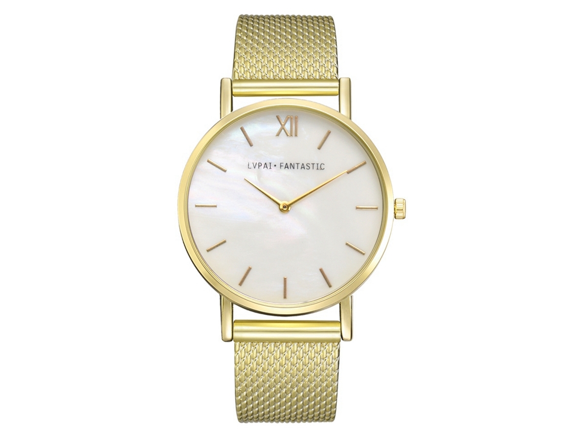 Relógio de Pulso Feminino Lvpai Pulseira de Silicone Simples Quartzo Ouro