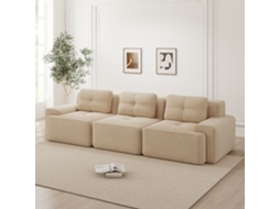 Sofá Modular Cloud Bege 3l, Sem Ossos, Canto, Oversize, Veludo Cotelê, Assento Profundo.-kd