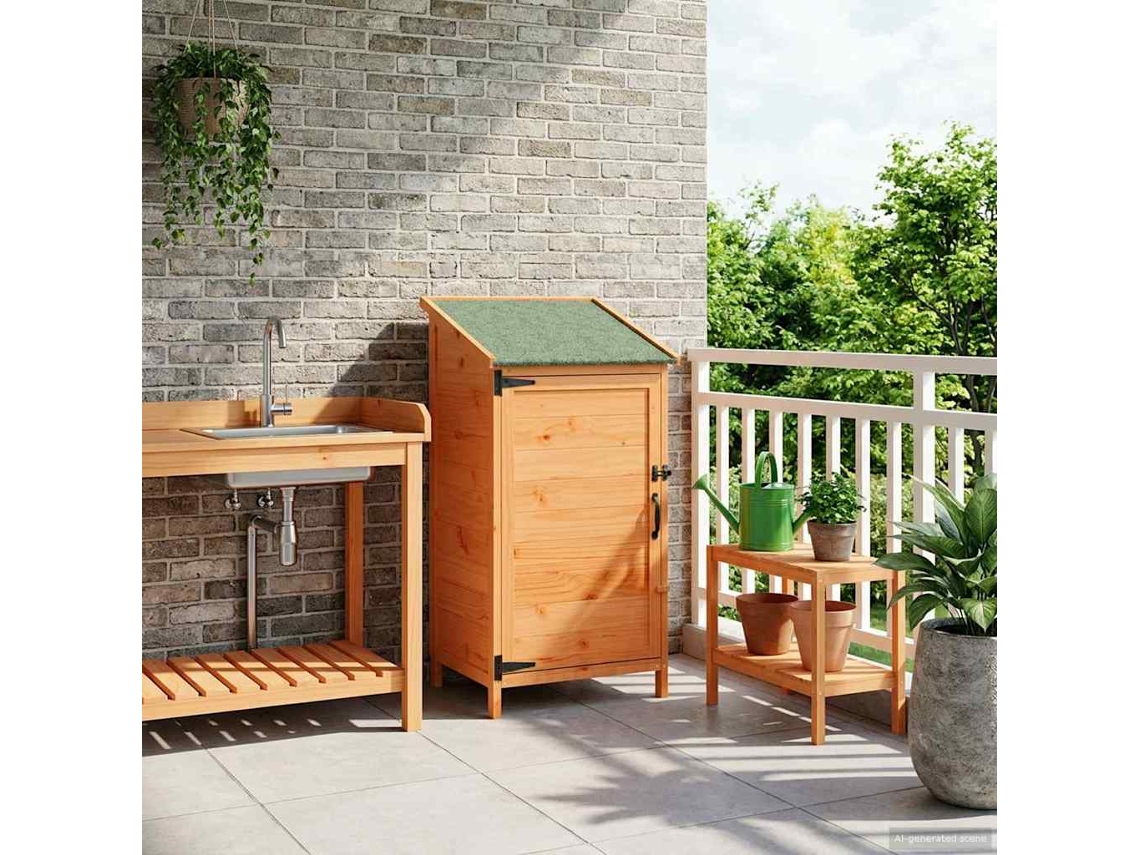 Vidaxl Galpão De Jardim Com Telhado Castanho 59 X 56 X 113,5 Cm