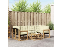Vidaxl Conjunto De Sofás Para Exterior 7 Pcs Branco E Creme