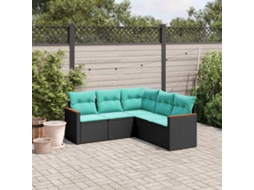 Conjunto de Sofá de Jardim de 5 Peças com Almofadas em Rattan Sintético Cinza VIDAXL