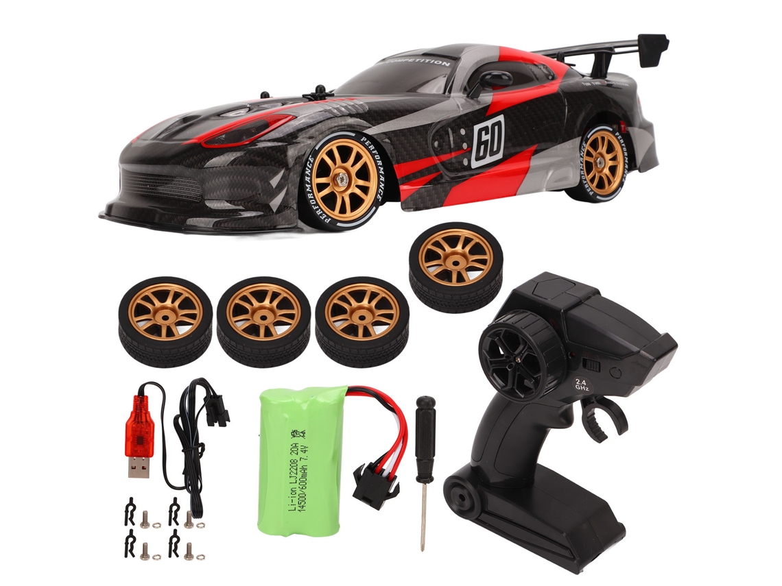 Mali carro de Controle Remoto de Alta Velocidade 1/16 Tração 4 Rodas 2.4ghz para Drift e Corrida para Maiores de 8 Anos Preto e Vermelho