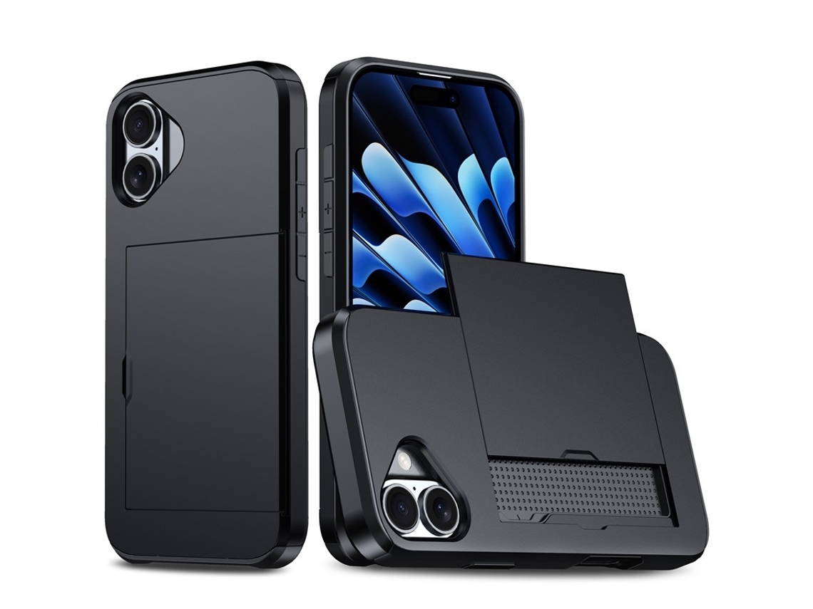 Capa Para Iphone 17, Capa Protetora Resistente A Quedas Com Porta-cartões, Preta.