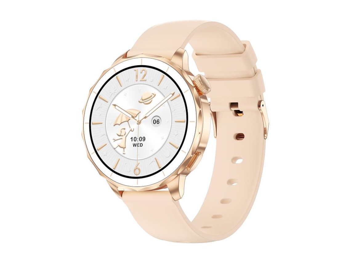 (rosa) Smartwatch Com Tela Amoled Redonda De 1,32 Polegadas, À Prova D'água E Com Chamadas Bluetooth.