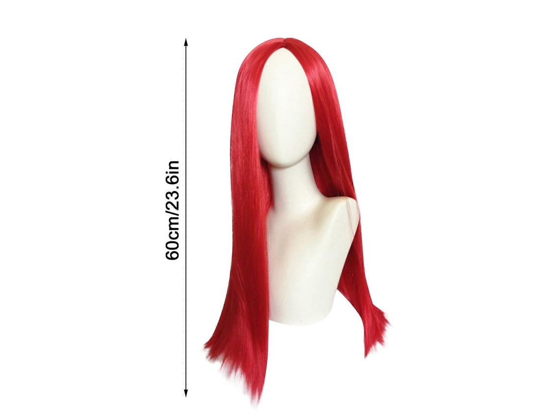 Peruca De Anime De Terror De Natal, Média, Vermelha, Longa, Reta, Cosplay Olysi Shop