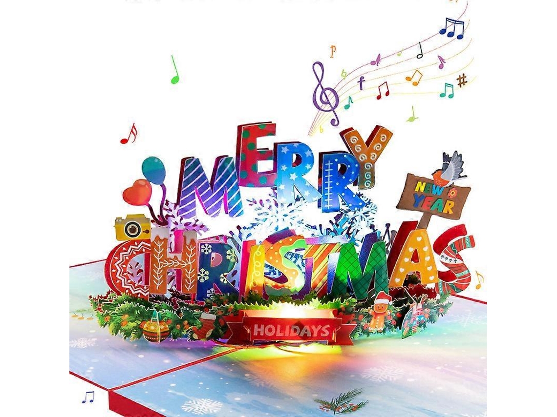 Cartões De Natal 3d Com Música Papai Noel, Boneco De Neve E Rena Para Diversão Em Família Aquaforge