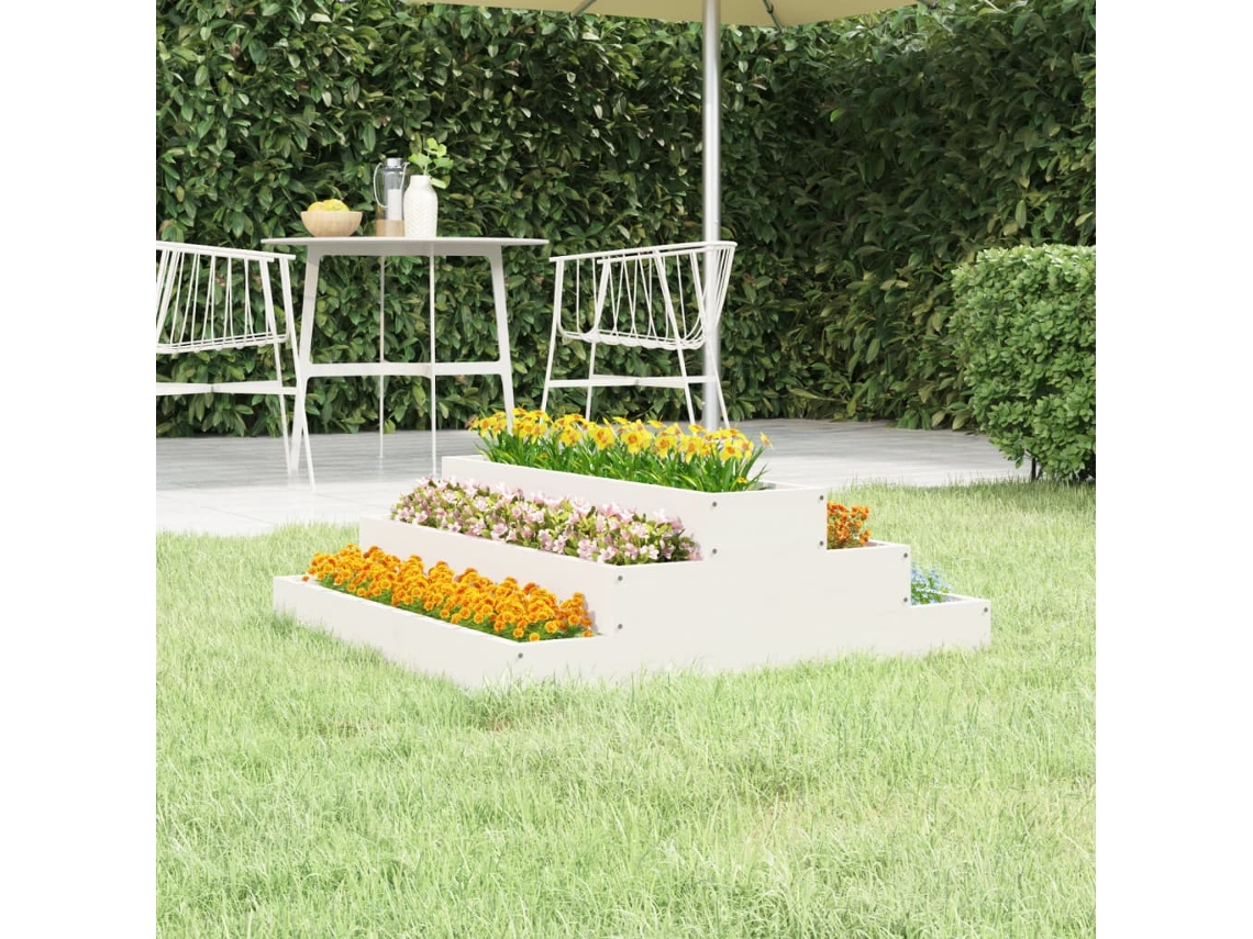 Vidaxl Vaso/floreira 80x80x27 Cm Pinho Maciço Branco