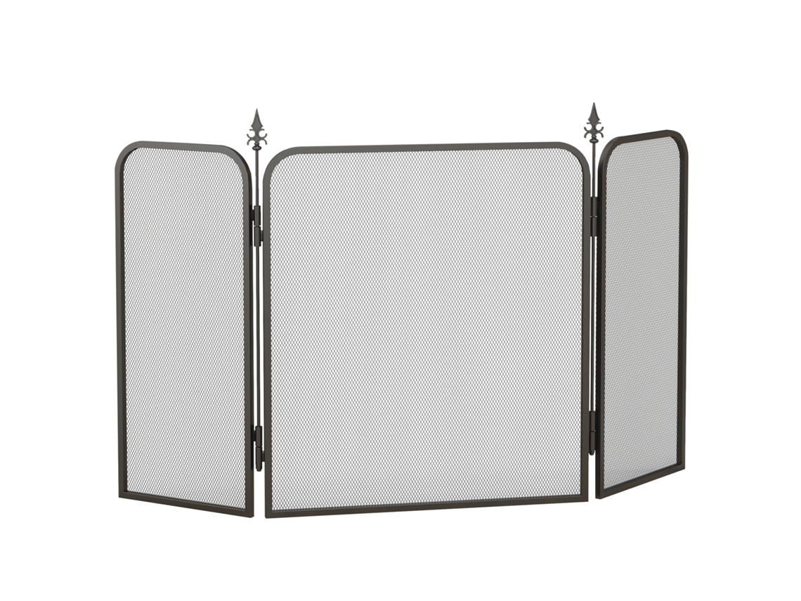 Para faíscas 3 painéis tela lareira (dobrável, metálica, 96x1,3x56 Cm, preto) | S/MARCA