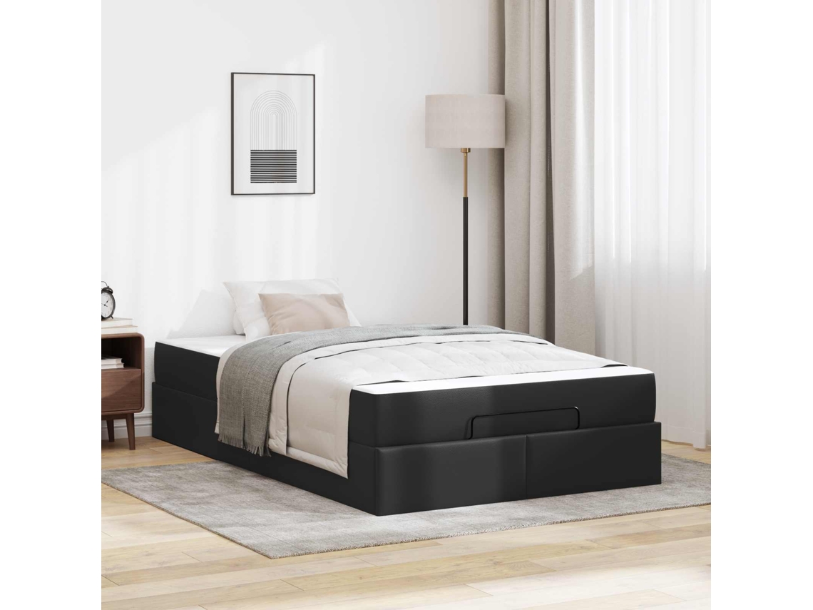 Vidaxl Estrutura De Cama Com Colchão Outros 2 Unid. Preto Pvc