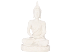 Estátua De Buda Sentado Meditando Branca Decorativa
