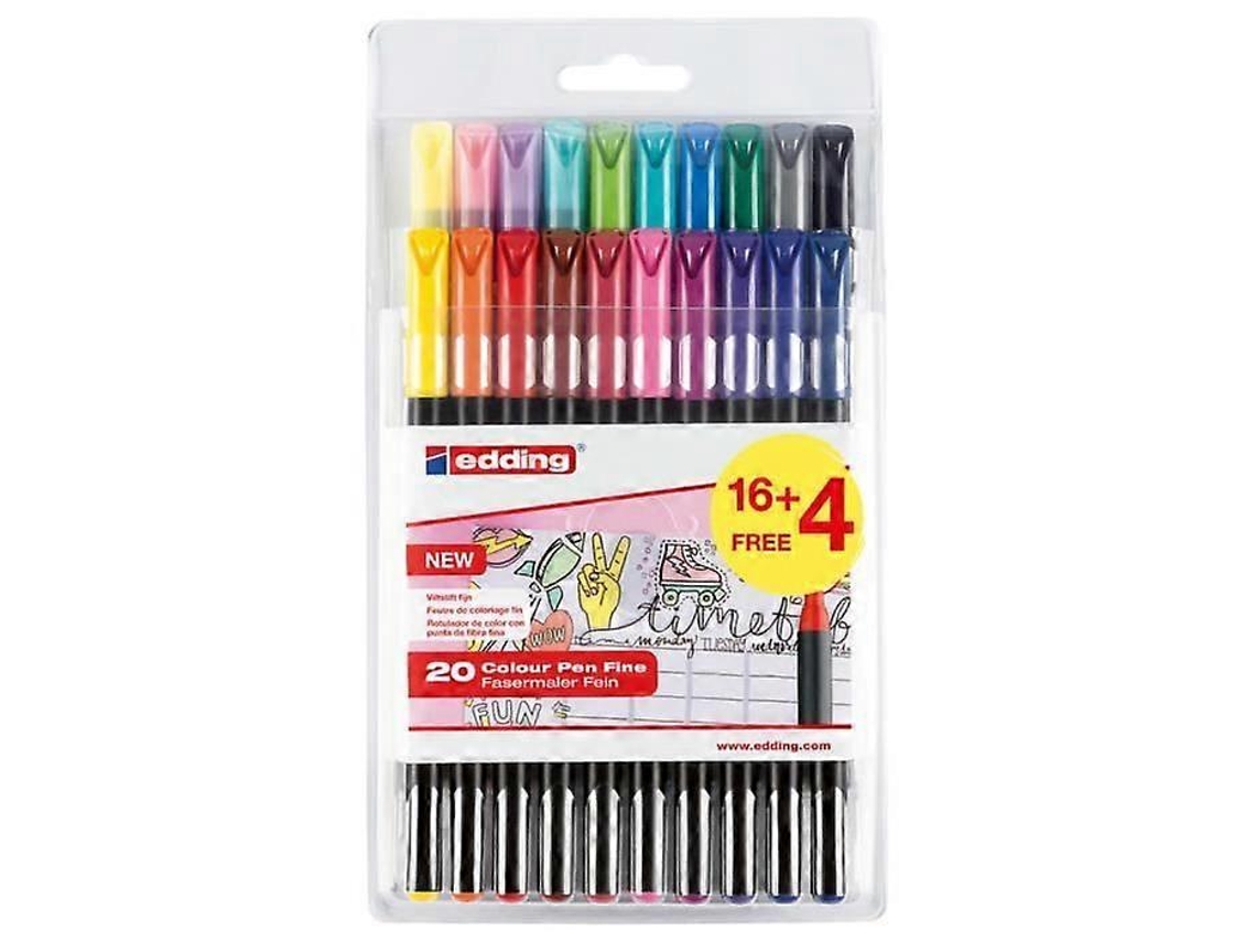 Canetas Edding Classic Fineliners, Pacote Com 20, Multicoloridas, 1200 Olysi Shop