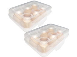 2 Caixas De Ovos Herméticas E Empilháveis, 6 Compartimentos, Material Pp