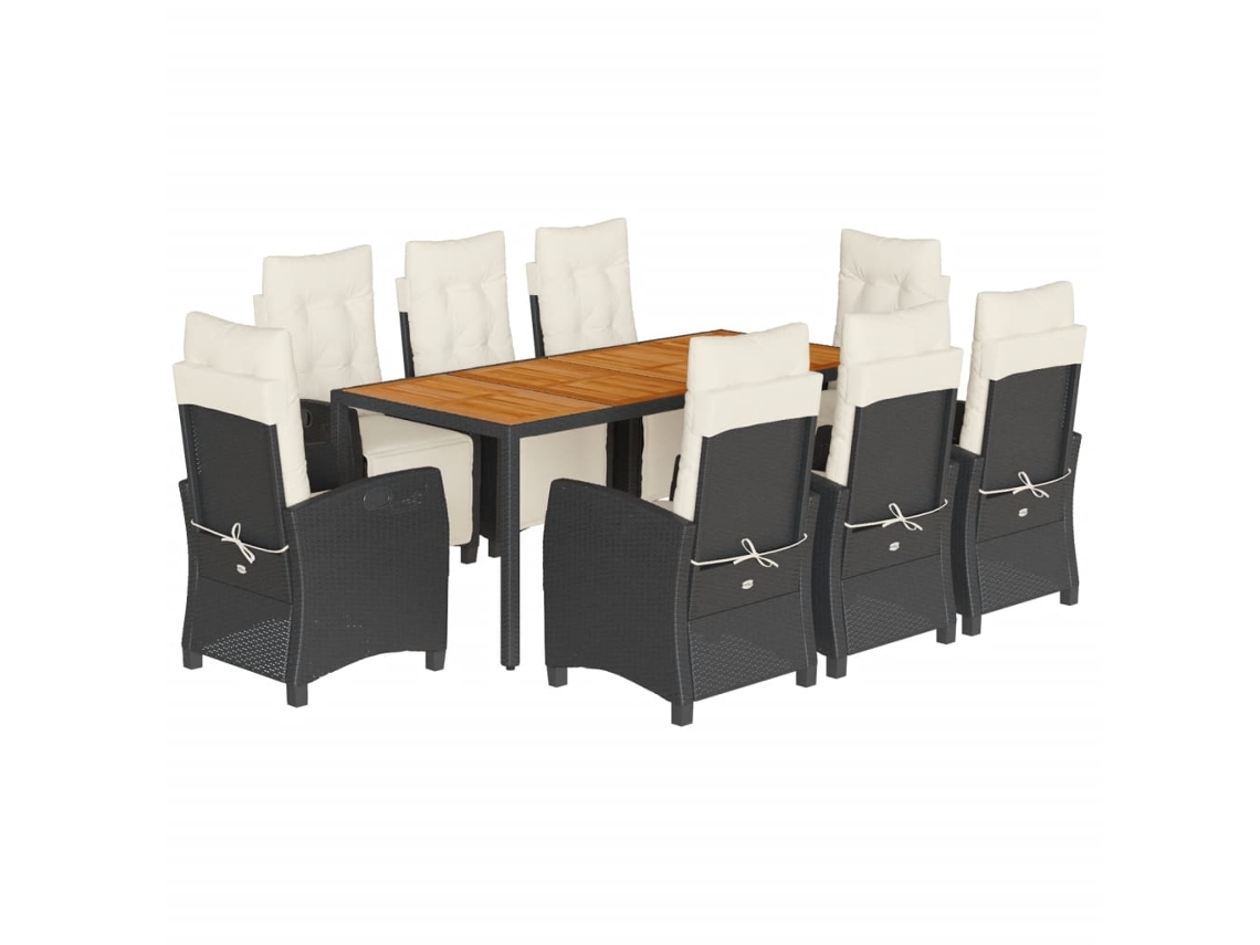 Garden Dining Set, Garden Dining Sets Vidaxl Preto Rattan / Vime (190 Cm Table Length)