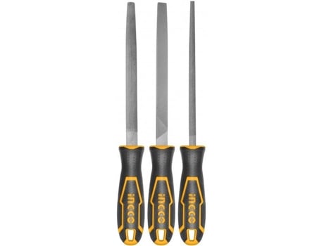 Conjunto De 3 Limas Em Aço 200mm Ingco