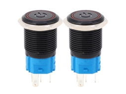 Interruptor De Metal Com Trava Automática Ip65 Com Led E Símbolo 16mm Vermelho 24vdc 2pcs