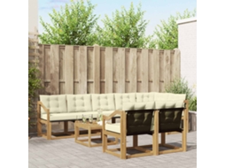 Vidaxl Conjunto De Sofás Para Exterior 9 Pcs Branco E Creme