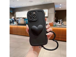 Capa De Celular Com Estampa De Coração 3d E Pulseira Para Iphone 14 Plus