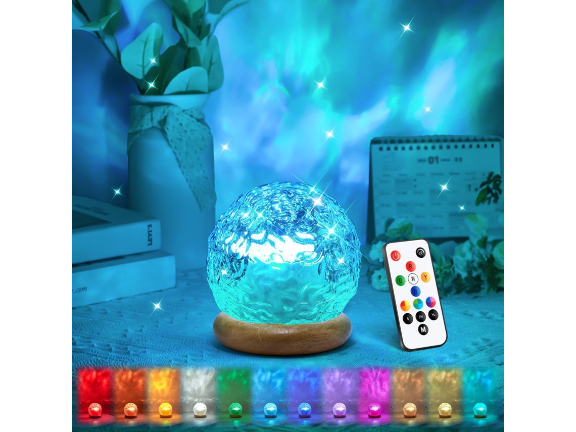 Luminária de Ambiente com Projetor Oceânico, 16 Cores, Controle Remoto, Projeta Cenas do Oceano no Teto, Intensidade Ajustável BRILVIBERA