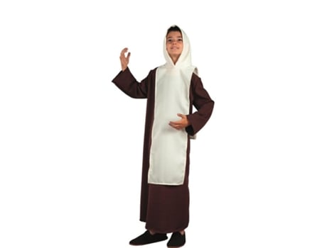 Fato de monge medieval castanho e branco para criança