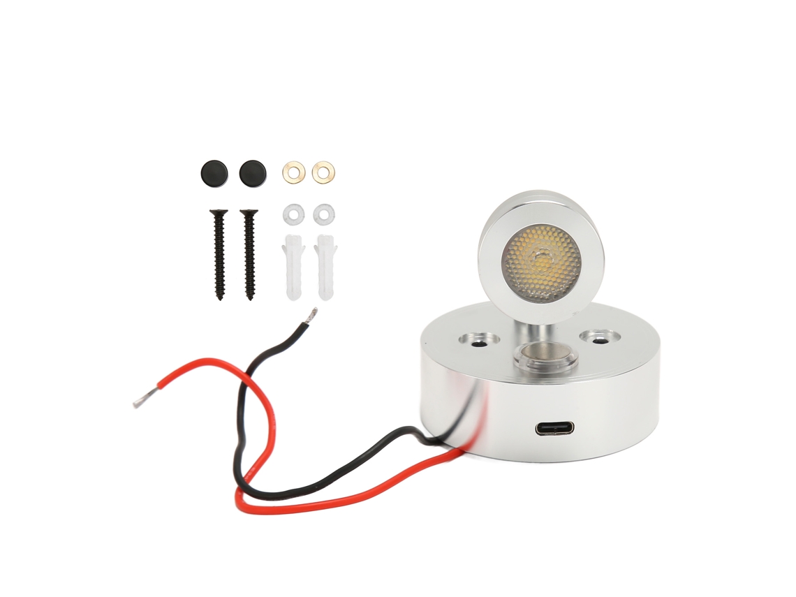 Rebe-luz De Leitura Regulável Para Rv Com Porta De Carregamento Usb Interior De Caravana Camper Dc 12-24v Tricolor Prata