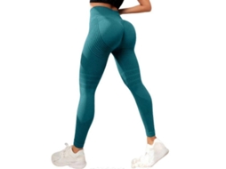 Leggings Anticelulite De Alto Tornozelo Com Elevação De Bumbum E Controle Abdominal Para Academia E Exercícios Verde Malaquita M
