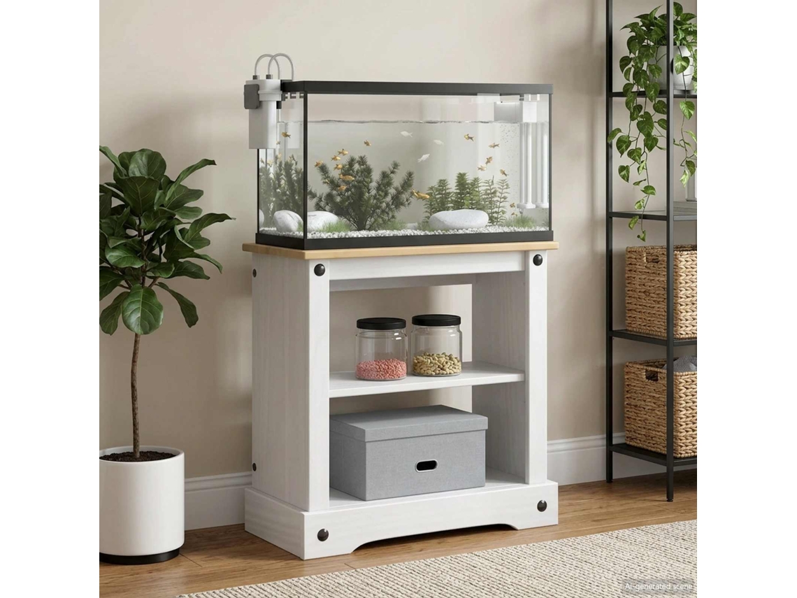 Vidaxl Suporte Para Aquário Corona Branco E Marrom 60,5 X 30 X 60 Cm
