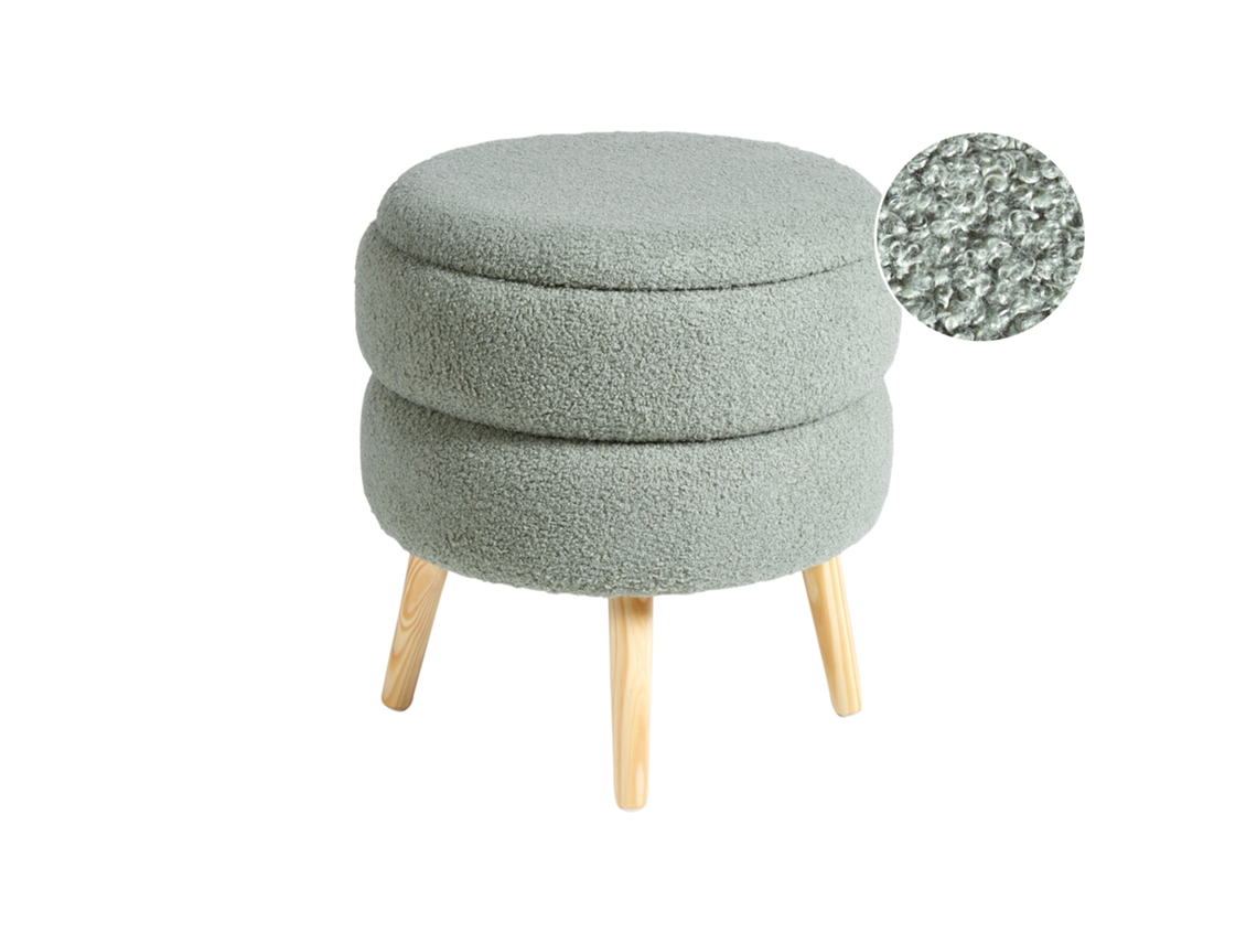 Banco Em Bouclé De Charme Escandinavo Beliani Okaton De Bouclé Verde 44x44x48