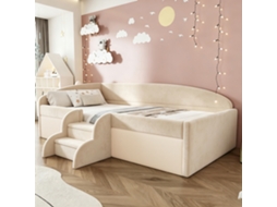 Cama Estofada Bege 90x190 Cm